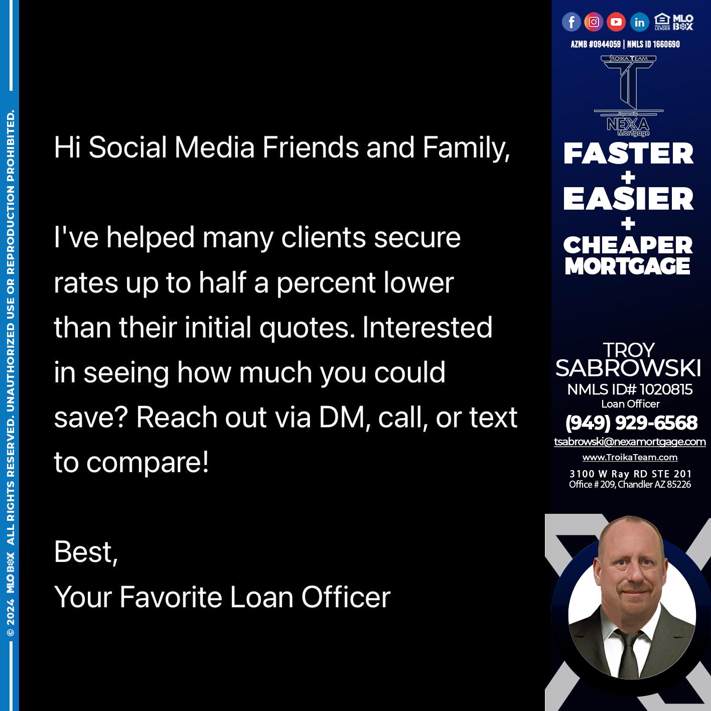 SOCIAL MEDIA - Troy Sabrowski -Loan Officer