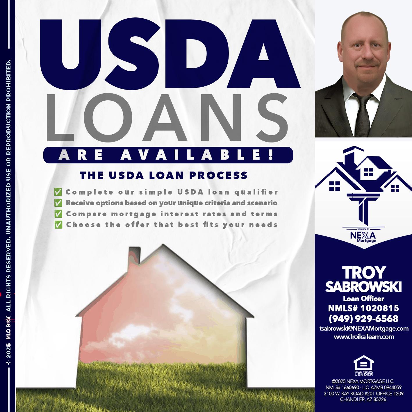 USDA LOANS - Troy Sabrowski -Loan Officer