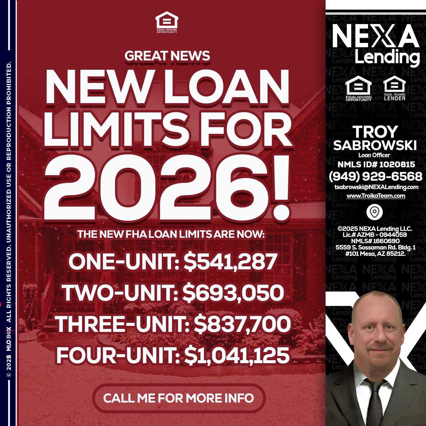loan limits - Troy Sabrowski -Loan Officer