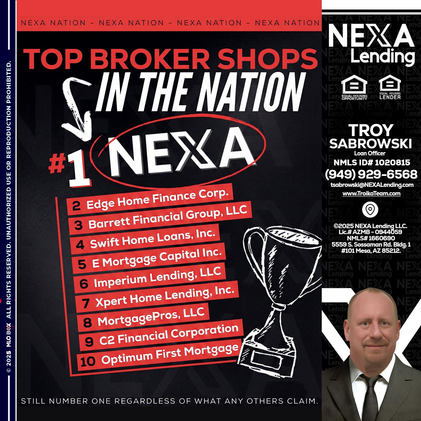top broker - Troy Sabrowski -Loan Officer