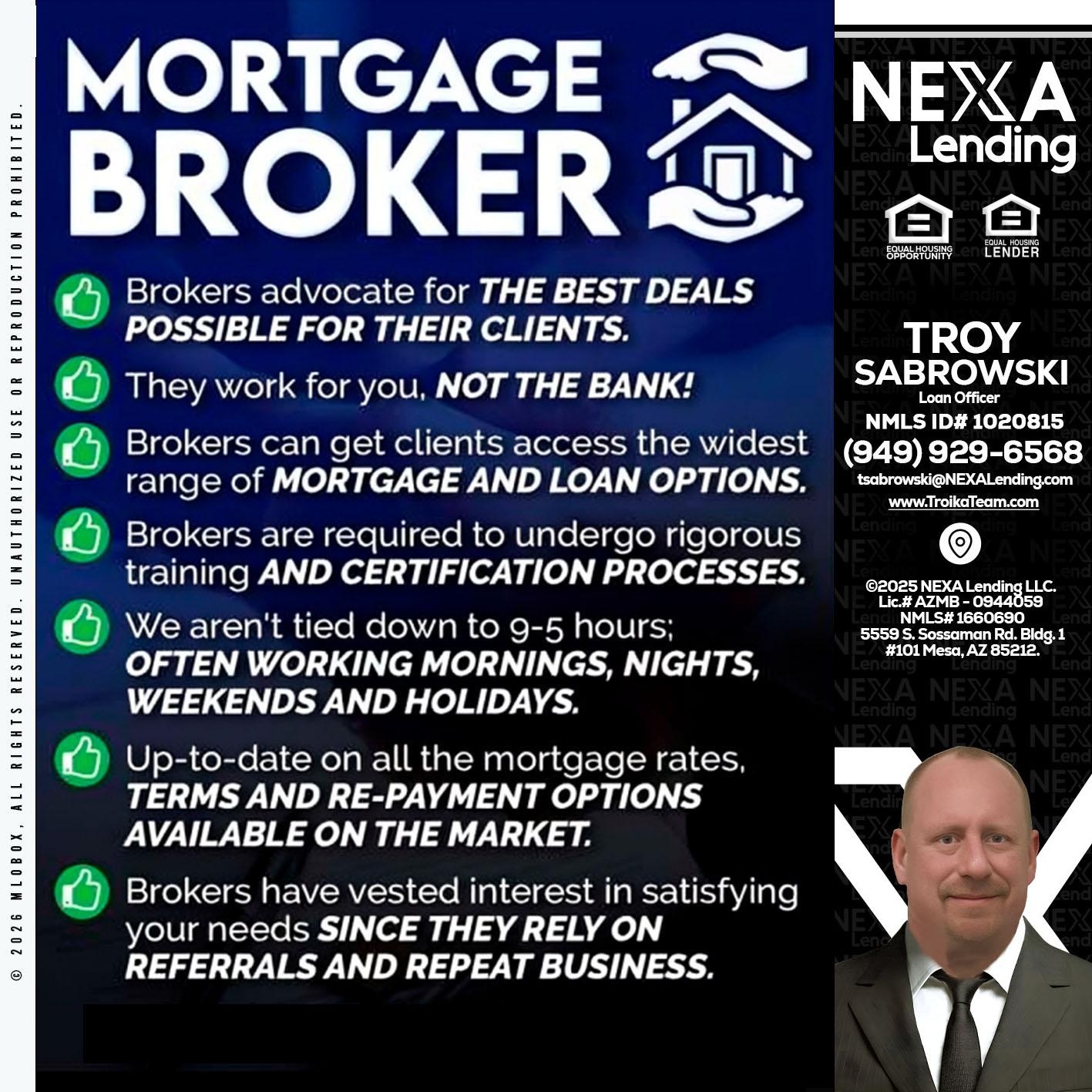 MORTGAGE BROKER - Troy Sabrowski -Loan Officer