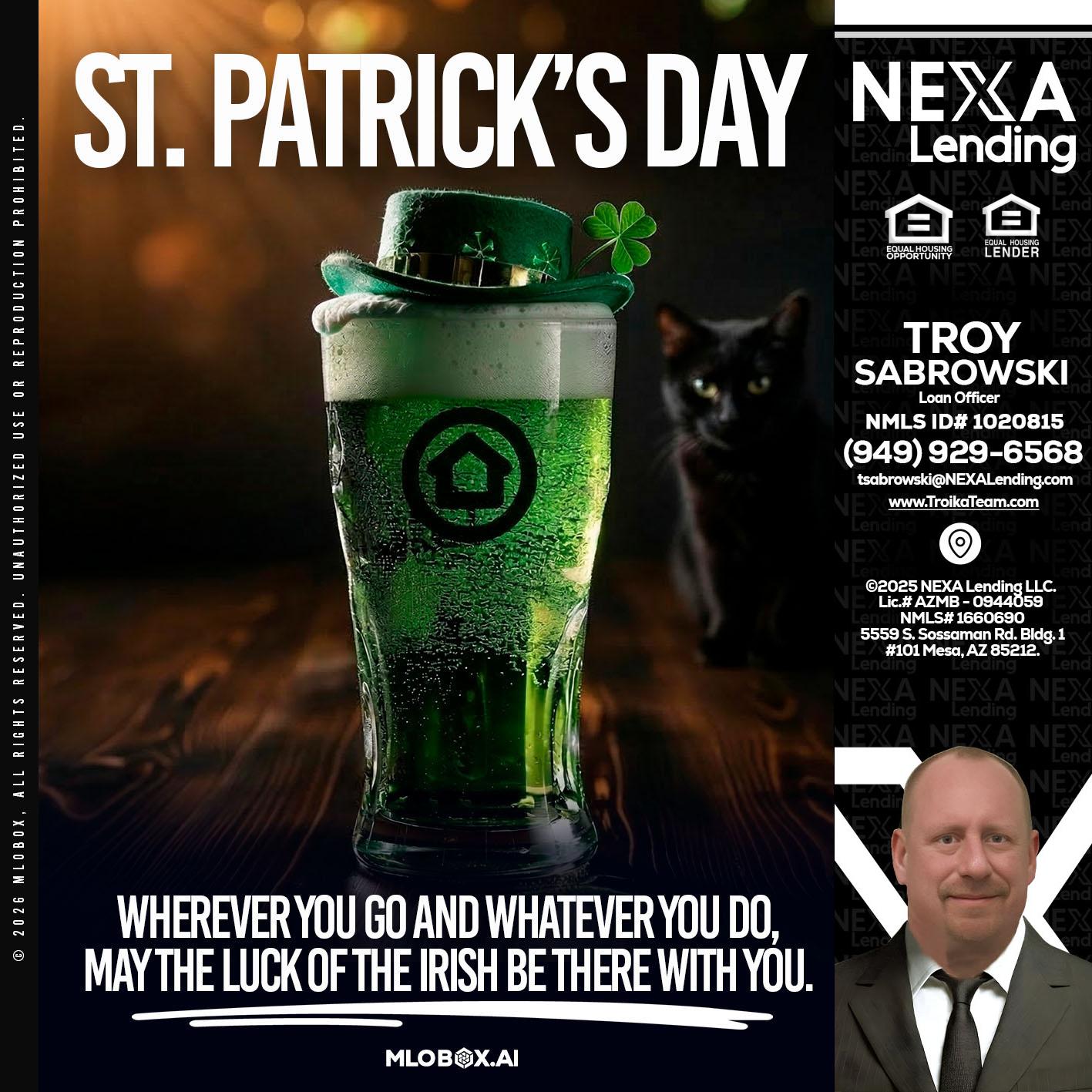 st. Patricks day - Troy Sabrowski -Loan Officer