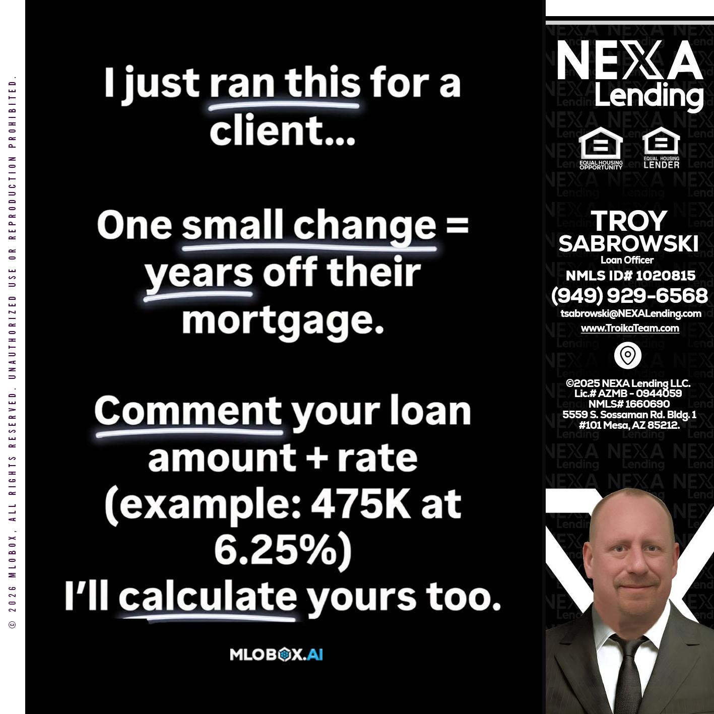 I JUST RAN - Troy Sabrowski -Loan Officer