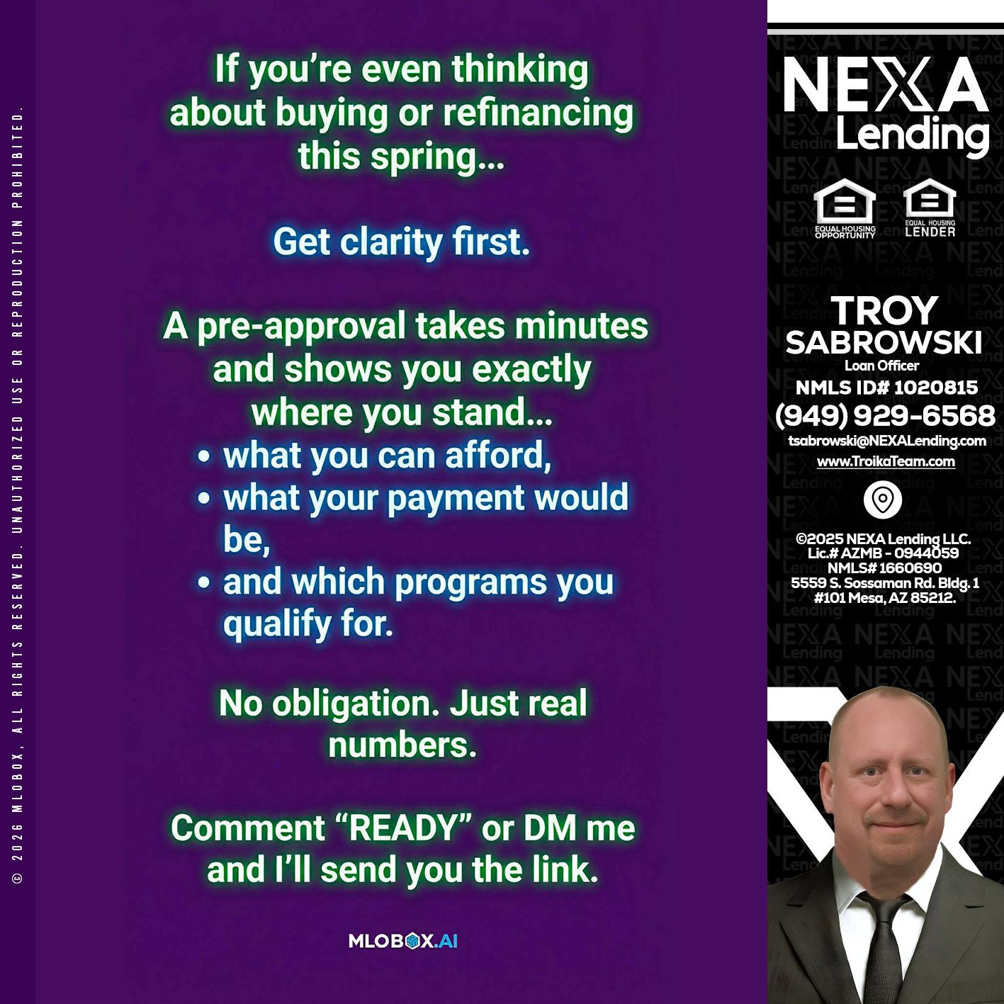 IF YOU THINKING - Troy Sabrowski -Loan Officer
