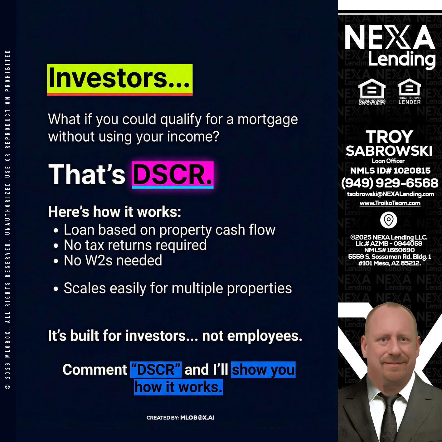 INVESTORS - Troy Sabrowski -Loan Officer
