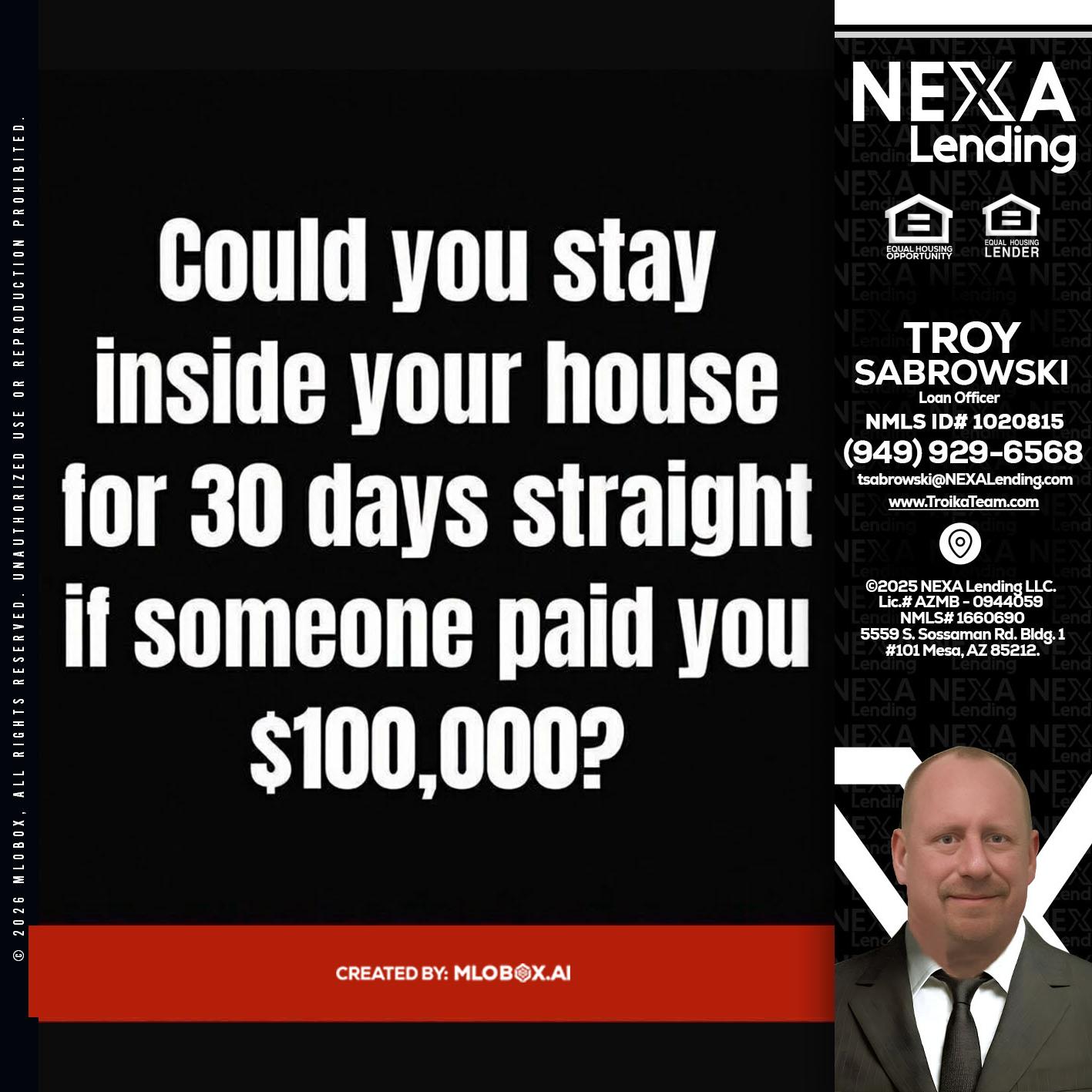 COULD YOU STAY - Troy Sabrowski -Loan Officer