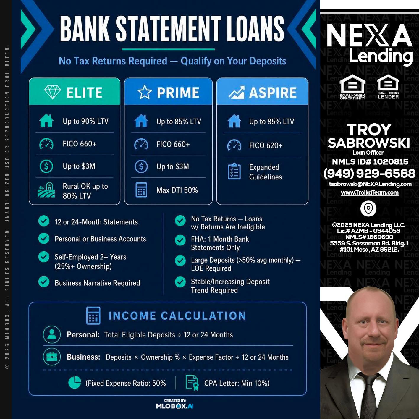 BANK STATEMENT - Troy Sabrowski -Loan Officer